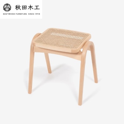 【秋田木工】スツール「No.202-R」　艶消しナチュラル塗装[I7401-1]