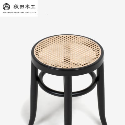 【秋田木工】スツール「No.209-R」　艶消しブラック塗装[P7401-2]