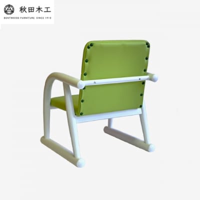 【秋田木工】キッズチェア「ゆざわっこ」　ホワイト塗装×グリーン[O7401-3]