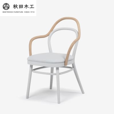 【秋田木工】ダイニングチェア「magekko」　シルバー塗装(白鼠)[F7405-2]