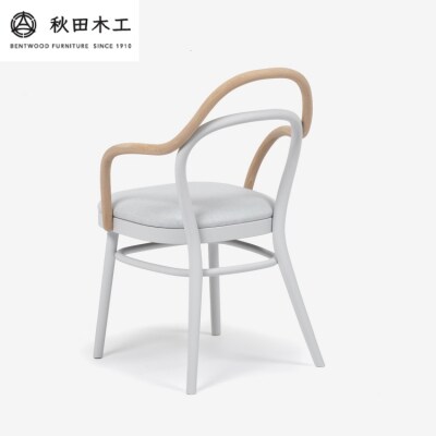【秋田木工】ダイニングチェア「magekko」　シルバー塗装(白鼠)[F7405-2]