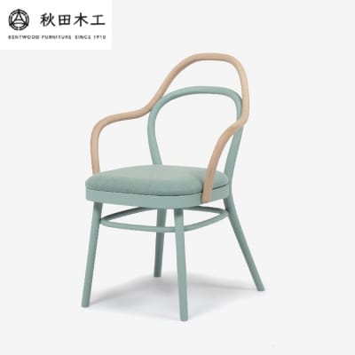 【秋田木工】ダイニングチェア「magekko」　ブルー塗装(青磁)[F7405-3]