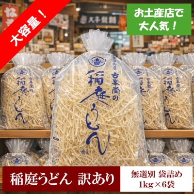 稲庭うどん 無選別 訳あり 1kg×6袋 60人前[B2-1002]