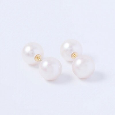 K18アコヤパールピアス ×アコヤパールキャッチ　1ペア(両耳用)