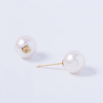 K18アコヤパールピアス ×アコヤパールキャッチ　1ペア(両耳用)