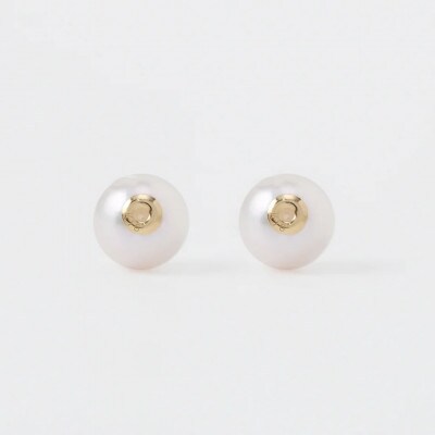 K18アコヤパールキャッチ7.5-8mm　1ペア(両耳用)