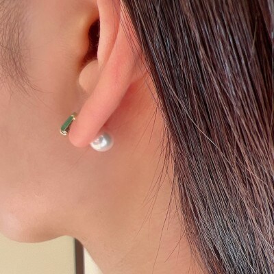 K18アコヤパールキャッチ7.5-8mm　1ペア(両耳用)