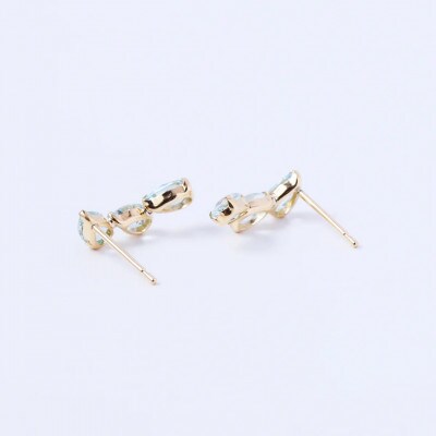 K18アクアマリンツユ3粒ピアス　1ペア(両耳用)