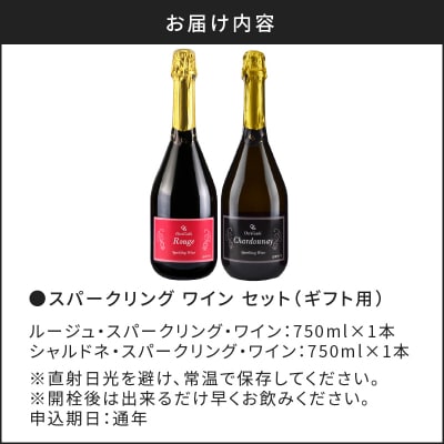 【先行受付】【贈答用】人気の紅白 スパークリング ワイン セット 各750ml_Y012-0106