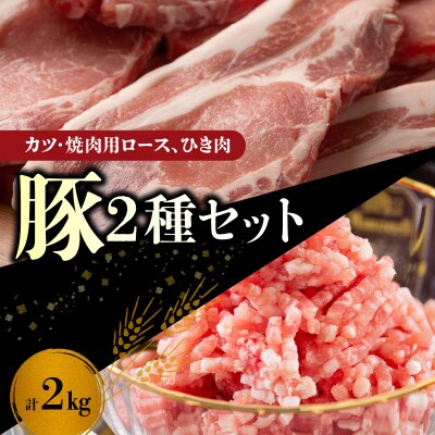 【余市ワインポーク】豚カツ・焼肉ロース&ひき肉セット 2Kg 簡易包装_Y049-0058