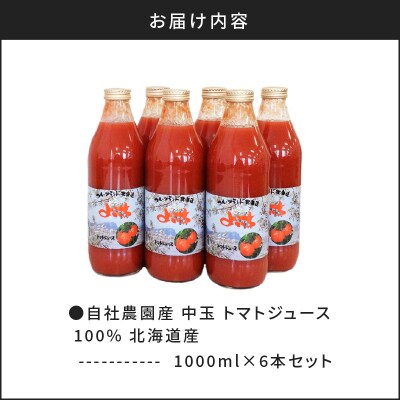 自社農園産 中玉トマト100%ジュース 食塩無添加 1,000ml×6本セット_Y018-0055