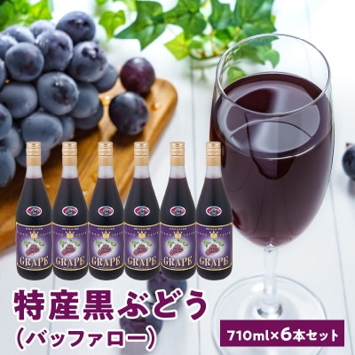 黒ぶどう(バッファロー)100%ジュース710ml×6本セット_Y018-0056
