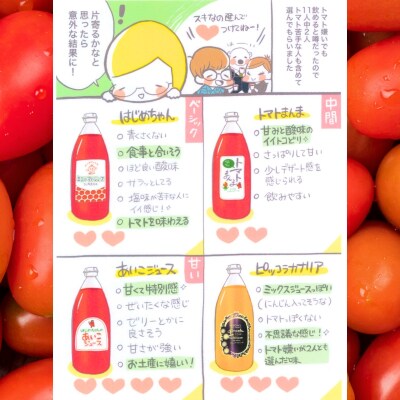 【余市産】ミニトマトジュース「はじめちゃんのあいこジュース」【アイコ】3本_Y034-0109