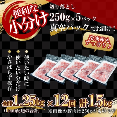 【定期便全12回】【農場直送】道産　北島ワインポーク切り落とし　総量15kg_Y067-0064