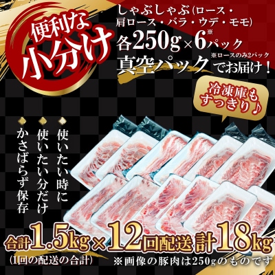 【定期便全12回】北島ワインポークしゃぶしゃぶ全部位食べ比べセット 全計18kg_Y067-0038