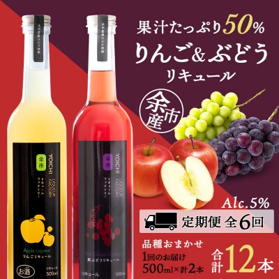 【定期便6ヵ月】りんご&ぶどうリキュール計2本【品種おまかせ】_Y020-0622