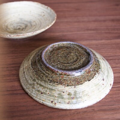刷毛目6寸皿 1ペア　作家:馬渡 新平_Y020-0449