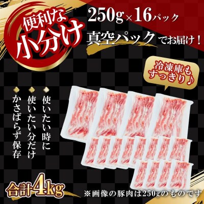 【農場直送】真空パック　北海道産　北島ワインポーク　焼肉用バラ 4kg【小分け】_Y067-0116