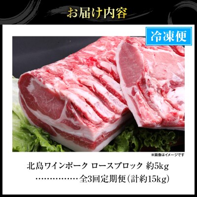 【定期便3回】北海道産北島ワインポーク ロースブロック約5kg計約15kg_Y067-0155