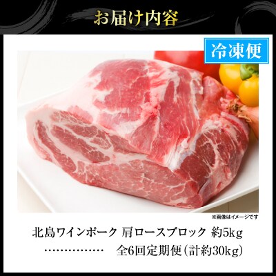 【6回定期便】北海道産北島ワインポーク 肩ロースブロック約5kg 計約30kg_Y067-0162
