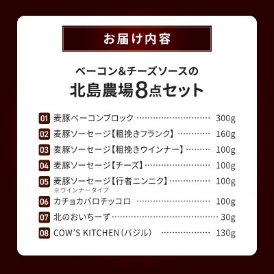 北島農場のブロックベーコン & ナチュラルチーズなど料理にも使える8点セット_Y081-0014