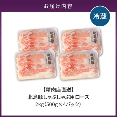 【精肉店直送】北海道産北島豚 しゃぶしゃぶ用ロース 2Kg【4つに小分け】_Y109-0004
