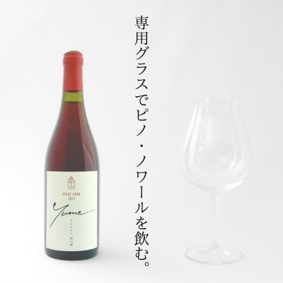 【数量限定】余市「ワイナリー夢の森」ピノ・ノワール2023&ロゴ入りワイングラス_Y034-0113