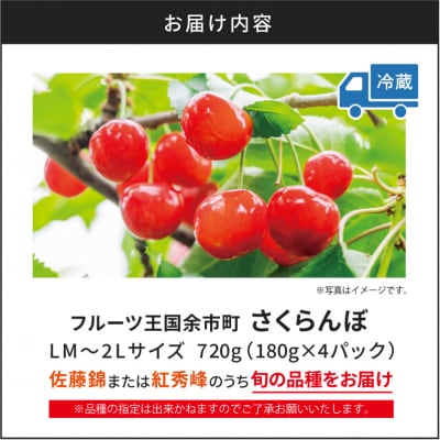 【先行受付:6月下旬発送】令和8年産さくらんぼ【LM～2Lバラ詰め】180g×4_Y160-0001