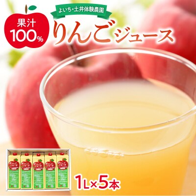 北海道余市町産  果汁100% りんごジュース 1L×5本入り_Y127-0012