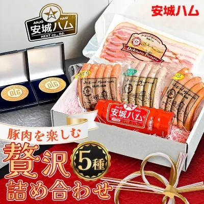 「豚肉を楽しむ」 安城ハム ソーセージ等 5種贅沢詰め合わせ!DJセット　デンパークハム工房内製造