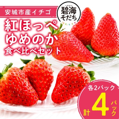 【碧海そだち】安城いちご『紅ほっぺ』&『ゆめのか』食べ比べセット　計4パック