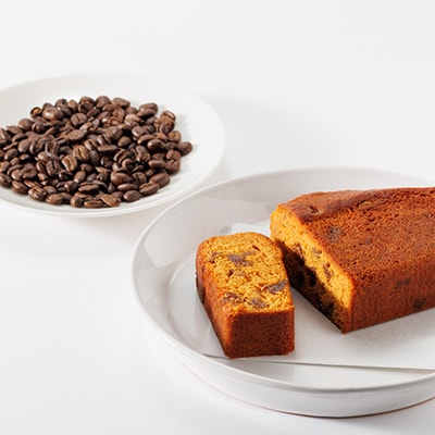 自家焙煎コーヒー豆(スペシャルティブレンド&マンデリン)と 安城産いちじくのパウンドケーキ詰め合わせ