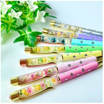 ハーバリウムボールペン&ペン立てセット(カラーおまかせ)ギフト用