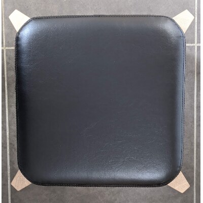 木製スツール　木部ホワイト×座面フェイクレザーブラック