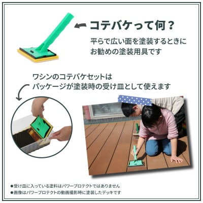 人工木用塗料パワープロテクト&コテバケセット Type-4 ダークブラウン
