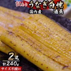 【訳あり】国内産うなぎ白焼(酒蒸)2尾合計約240g(サイズ不揃い) | ふるさと納税のお礼品