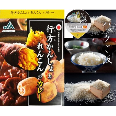 「行方かんしょとれんこんのカレー」3箱・「パックご飯」3個セット