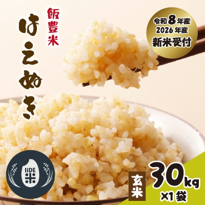 【先行予約】飯豊米 はえぬき 玄米 30kg×1袋(令和8年産)