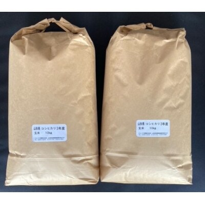 飯豊町産　コシヒカリ玄米20kg(クラフト袋入)