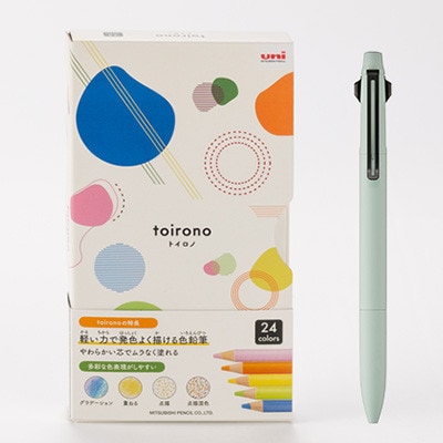 【飯豊町・川西町共通返礼品】JETSTREAM3色 スモーキーグリーン/色鉛筆 24色 トイロノ
