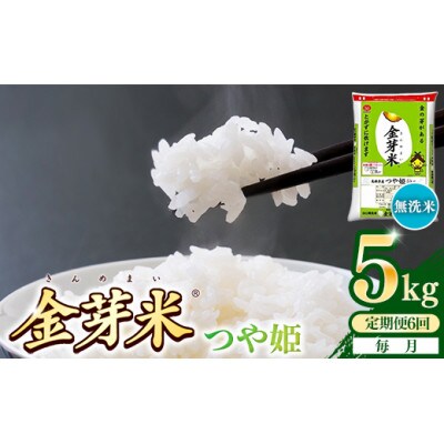 【毎月定期便】BG無洗米・金芽米つや姫 5kg全6回