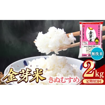 【毎月定期便】BG無洗米・金芽米きぬむすめ 2kg全3回