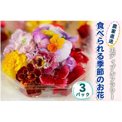 農家直送!加藤さんちのエディブルフラワー 3パック (1パックあたり季節のお花15輪から30輪)