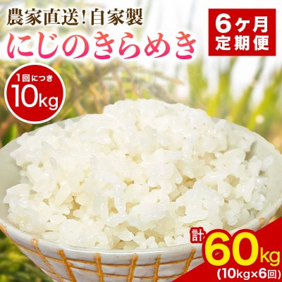 【毎月定期便】合計60kg 伊勢原産 精米にじのきらめき 10kg 農家直送全6回