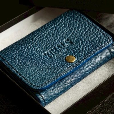 YIHALS ハンドメイド 鹿革 名刺入れ(選べる6色!):ネイビーブルー グレー ブラック ライト