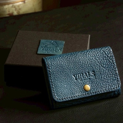 YIHALS ハンドメイド 鹿革 名刺入れ(選べる6色!):ネイビーブルー グレー ブラック ライト