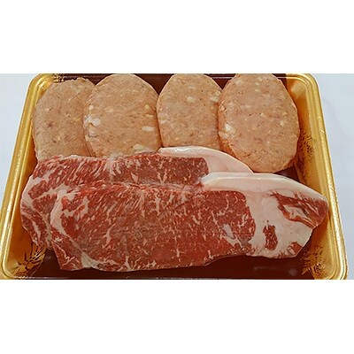 【おきなわブランド超熟成牛150g×2枚】&【超熟成牛とアグー豚合挽ハンバーグ100g×4枚】セット