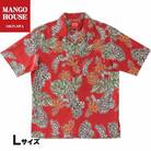 【マンゴハウスのかりゆしウェア】メンズ　Lサイズ　レッド　龍柱デイゴ　251161
