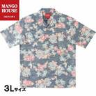 【マンゴハウスのかりゆしウェア】メンズ　3Lサイズ　ネイビー　あっちゃめシーサー　251162