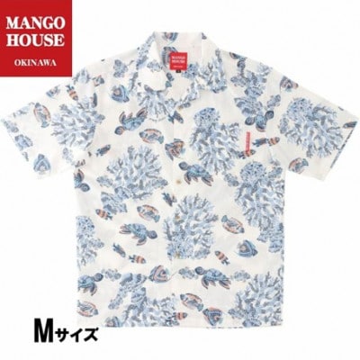 【マンゴハウスのかりゆしウェア】メンズ　Mサイズ　アイボリー　おきなわサマースノー　251171